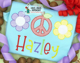 Flower Peace Apple Sketch Stitch Embroidery Design 5x7 6x10 8x8 9x9 8x12