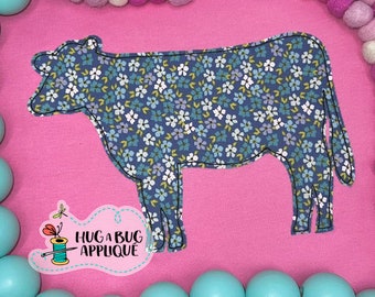 Cow Silhouette Bean Stitch Applique Design 5x7 6x10 8x8 8x12 9x9