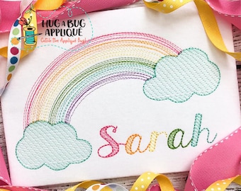 Rainbow Sketch Scribble Stitch Embroidery Design 4x4 5x7 6x10 8x8 8x12