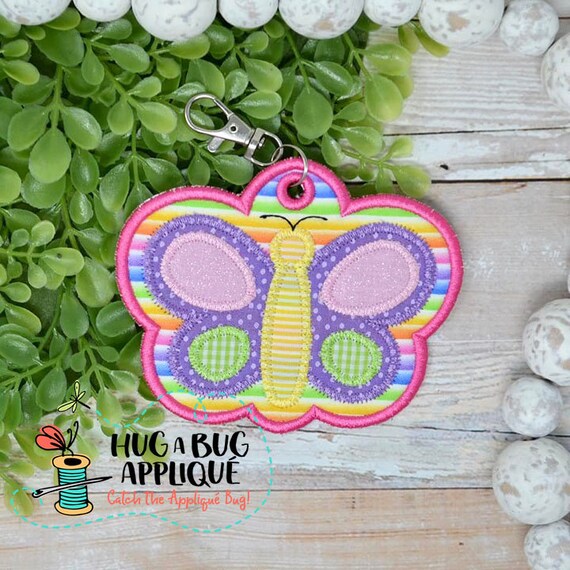 Butterfly Bag Tag in the Hoop Applique Design 4 Etsy