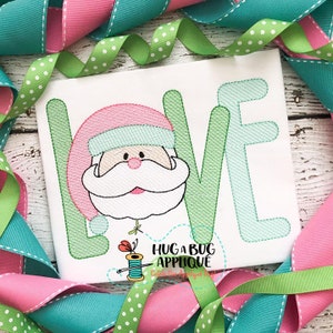 Love Santa Sketch Stitch Embroidery Design 5x7 6x10 8x8 8x12 9x9