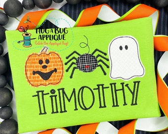 Jack Spider Ghost Bean Stitch Applique Design 5x7 6x10 8x8 8x12 9x9