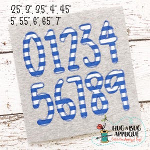 Bouncy Block Numbers Zig Zag Stitch Applique Set 2.5&quot; 3&quot; 3.5&quot; 4&quot; 4.5&quot; 5&quot;, 5.5&quot;, 6&quot;, 6.5&quot;, 7&quot;