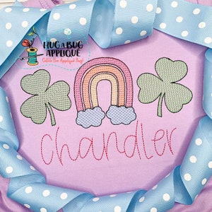 Shamrock Rainbow Trio Sketch Stitch Embroidery Design 5x7 6x10 8x8 8x12