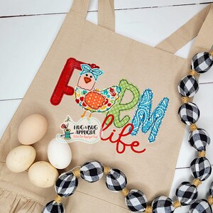 Farm Life Chicken Bean Stitch Applique Design 5x7 6x10 8x8 8x12 9x9