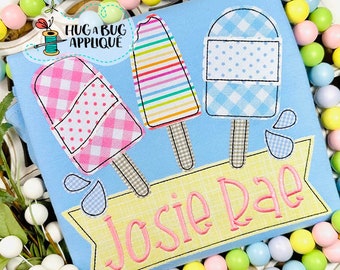Popsicles Trio Box Bean Stitch Applique Design 5x7 6x10 8x8 8x12 9x9