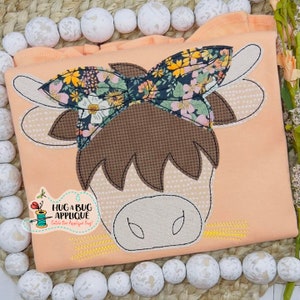 Highland Kuh Bandana Bohne Stitch Applikation Design 10x4 5x7 6x10 8x8 8x12 9x9