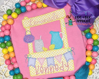 Lemonade Stand Zig Zag Stitch Applique Design 5x7 6x10 8x8 8x12