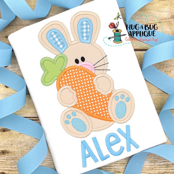 Easter Bunny Carrot Egg Blanket Stitch Applique Embroidery Design 5x7 6x10 8x8 8x12