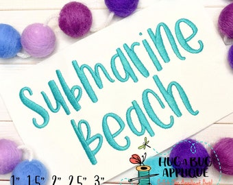 Submarine Beach Satin Stitch Embroidery Font 1" 1.5" 2" 2.5" 3"