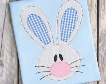 Bunny Boy Easter Bean Stitch Applique Embroidery Design 5x7 6x10 8x8 8x12