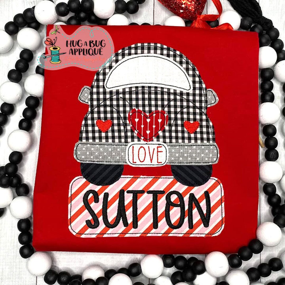 Love Bug Car Bean Stitch Applique Design 5x7 6x10 8x8 8x12 9x9 Etsy
