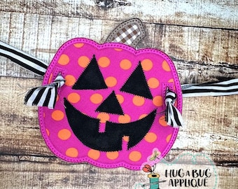 Jackolantern 1 Bannière Point de satin à broder dans le cercle Motif d'appliqué 4" 5" 6" 7"