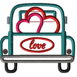 Vintage Truck Hearts Valentine's Day Love Applique Embroidery Design 5x7 6x10 image 3