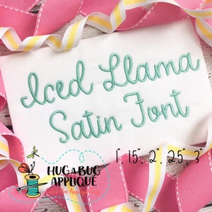 Iced Llama Satin Stitch Embroidery Font 1&quot; 1.5&quot; 2&quot; 2.5&quot; 3&quot;