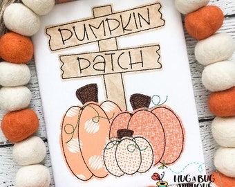 Pumpkin Patch Bean Stitch Applique Design 5x7 6x10 8x8 8x12