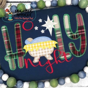 Holy Night Zig Zag Stitch Applique Design 5x7 6x10 8x8 8x12 9x9