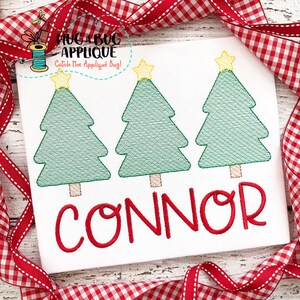 Christmas Tree Star Trio Sketch Stitch Embroidery Design 5x7 6x10 8x8 9x9 8x12