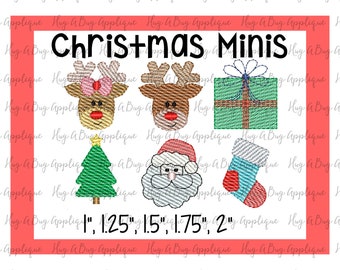 Christmas Minis Set Sketch Embroidery Designs 1", 1.25", 1.5", 1.75", 2"