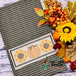 Sunflower Pumpkin Trio Sketch Embroidery Design 5x7 6x10 8x8 8x12