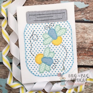 Lightning Bug Jar Zig Zag Stitch Applique Design 5x7 6x10 8x8 9x9 8x12