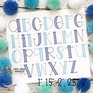 Spring Candy Sketch Stitch Embroidery Font 1&quot; 1.5&quot; 2&quot; 2.5&quot; 3&quot;