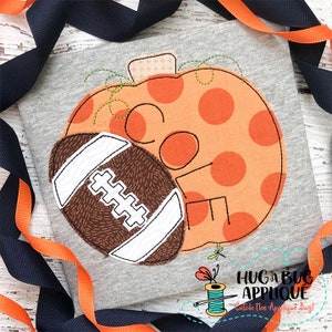 Pumpkin Short Football Bean Stitch Applique Design 5x7 6x10 8x8 9x9 8x12
