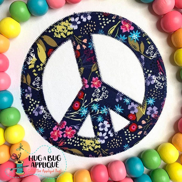 Peace Sign Zig Zag Stitch Applique Design 5x7 6x10 8x8 8x12