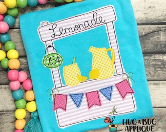 Lemonade Stand Bean Stitch Applique Design 5x7 6x10 8x8 8x12