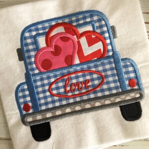 Vintage Truck Hearts Valentine's Day Love Applique Embroidery Design 5x7 6x10 image 2