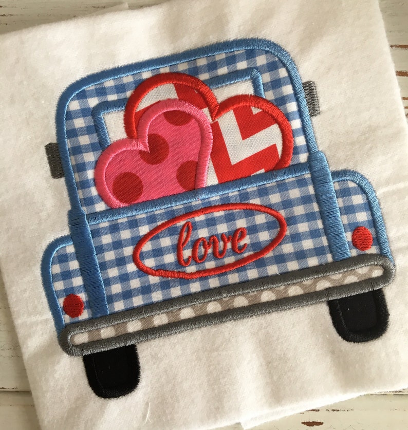 Vintage Truck Hearts Valentine's Day Love Applique - Etsy