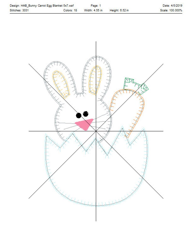 Easter Bunny Carrot Egg Blanket Stitch Applique Embroidery Design 5x7 6x10 8x8 8x12