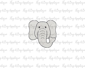 Elephant Sketch Stitch Embroidery Design 2" 2.5" 3" 3.5" 4" 4.5"