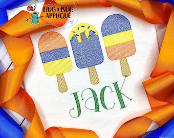 Popsicles Trio Sketch Stitch Embroidery Design 5x7 6x10 8x8 8x12