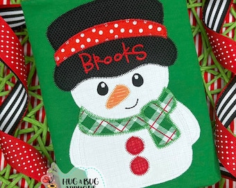 Cute Snowman Zig Zag Stitch Applique Design 5x7 6x10 8x8 8x12 9x9