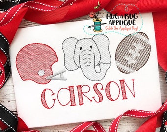 Helmet Elephant Football Sketch Stitch Embroidery Design 5x7 6x10 8x8 8x12 9x9