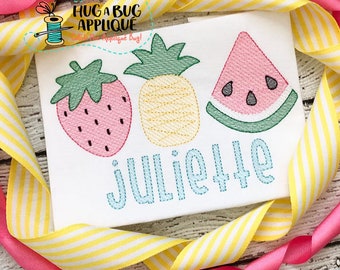 Fruit Trio Sketch Stitch Embroidery Design 5x7 6x10 8x8 8x12