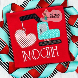 Crane Heart Zig Zag Stitch Applique Design 5x7 6x10 8x8 8x12 9x9