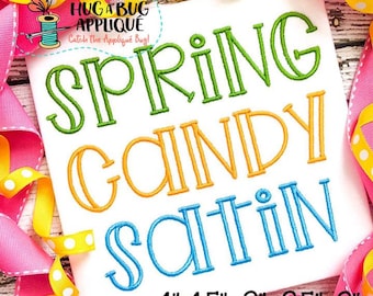 Spring Candy Satin Stitch Embroidery Font 1" 1.5" 2" 2.5" 3"