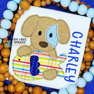 Pup Fish Bean Stitch Applique Design Stitch Applique Design 5x7 6x10 8x8 8x12 9x9