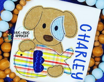 Diseño de apliques de puntada de frijol de pez cachorro Diseño de apliques de puntada 5x7 6x10 8x8 8x12 9x9