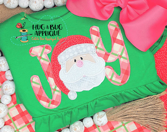 Joy Santa Zig Zag Stitch Applique Design 5x7 6x10 8x8 8x12 9x9