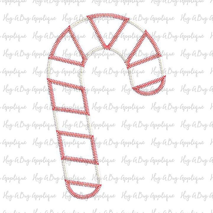 Candy Cane Zig Zag Stitch Applique Design 4x4 5x7 6x10 8x8 Etsy