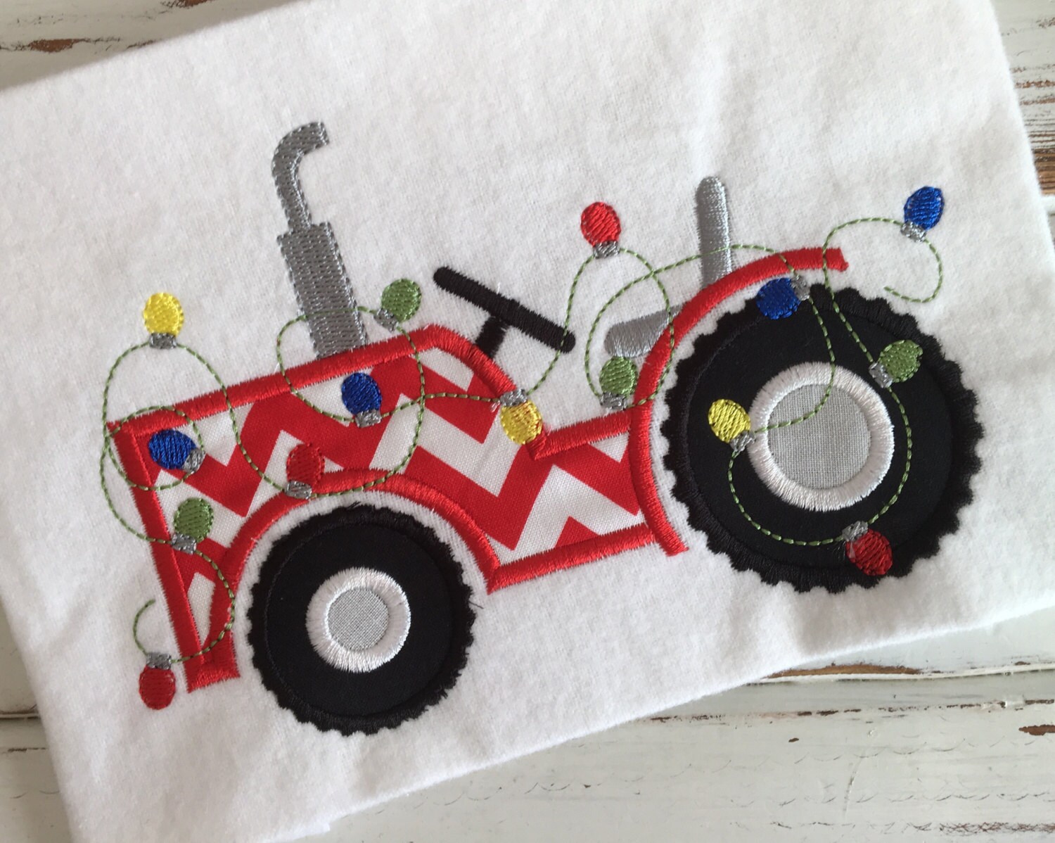 Christmas Tractor Truck Farm Christmas Lights Applique Etsy