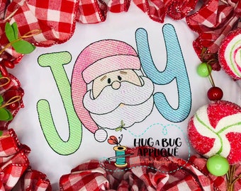 Joy Santa Sketch Stitch Embroidery Design 5x7 6x10 8x8 8x12 9x9