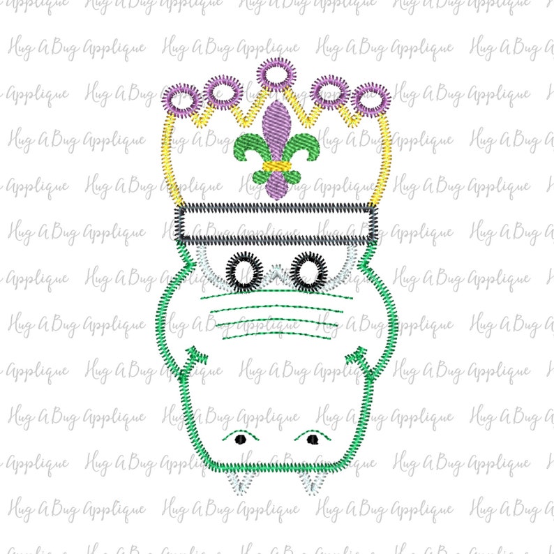 Alligator Crown Zig Zag Stitch Applique Design 5x7 6x10 8x8 Etsy