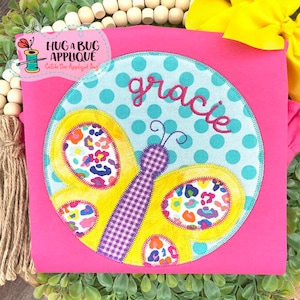 Circle Butterfly Zig Zag Stitch Applique Design 4x4 5x7 6x6 7x7 8x8 9x9