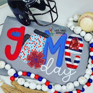 Game Day Megaphone Bean Stitch Applique Design 5x7 6x10 8x8 8x12 9x9