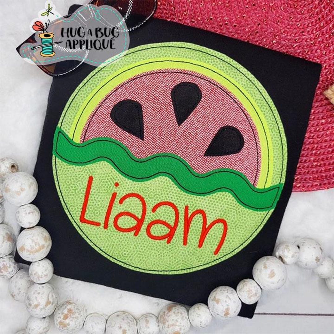 Split Circle Watermelon Bean Stitch Applique Design 4x4 5x7 6x6 7x7 8x8 ...