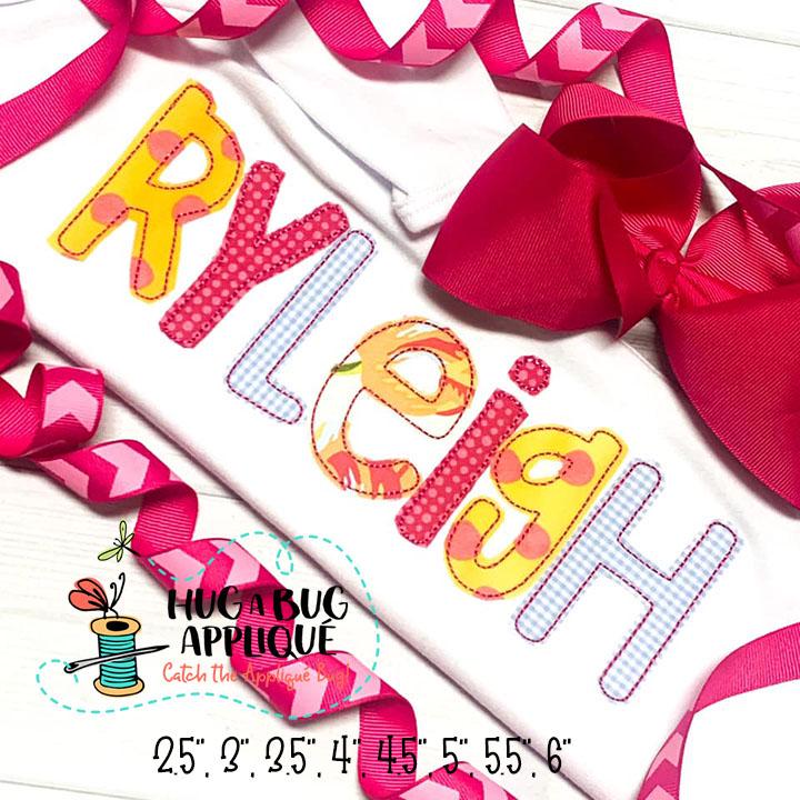 Hodgepodgery Bean Stitch Applique Font 2.5" 3" 3.5" 4" 4.5" 5", 5.5", 6"